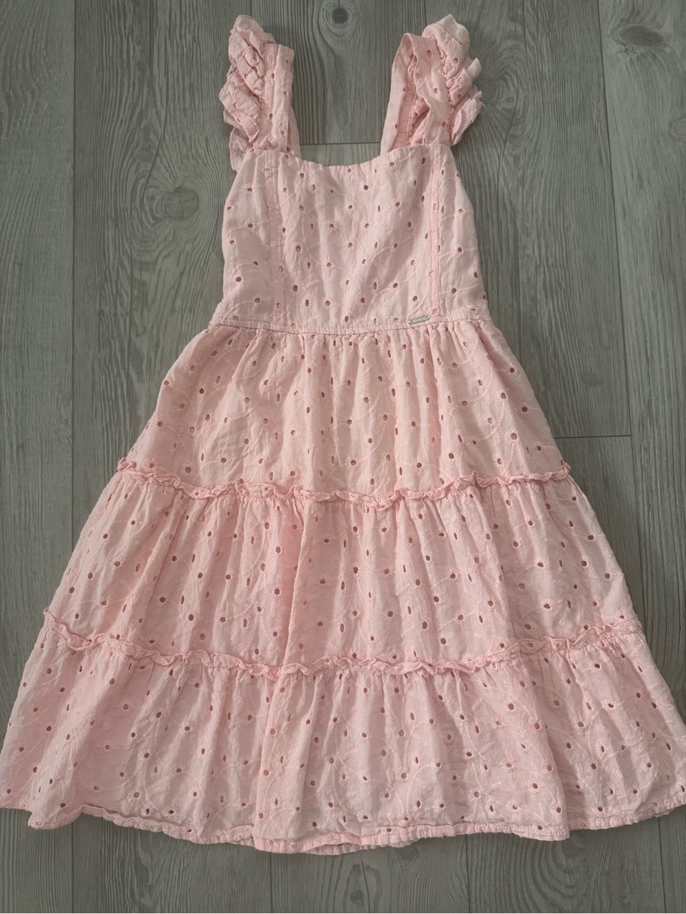 Girls' Pink Eyelet Ruffle Sundress,  size 6-8